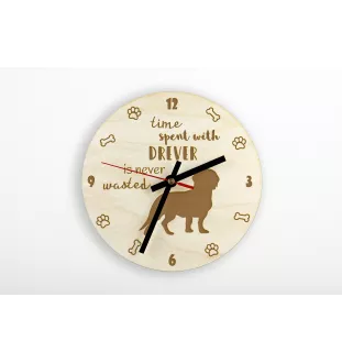 Basset suédois, Drever - horloge avec chien, horloge en bois, horloge murale pour les amoureux des chiens, horloge de bureau et étagère, Art-Dog