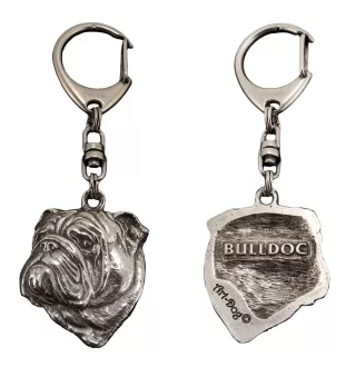 Bulldog, Englische Bulldogge II - Versilberter Schlüsselanhänger mit Hund, Handtaschen-Dekoration, Rucksack-Anhänger der Marke Art-Dog
