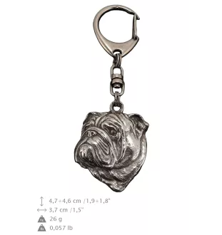 Bulldog, English Bulldog, British Bulldog II - Silver-plated key ring with dog, handbag decoration, backpack pendant by Art-Dog brand