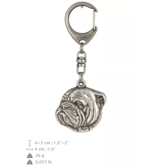 Bulldog, Englische Bulldogge III - Versilberter Schlüsselanhänger mit Hund, Handtaschen-Dekoration, Rucksack-Anhänger der Marke Art-Dog