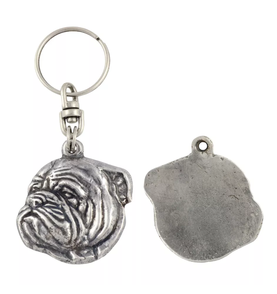 Bulldog, Englische Bulldogge III - Versilberte Hund Anhänger, Handtasche Dekoration, Rucksack-Anhänger von Art-Dog Marke