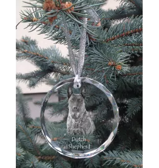 Holländischer Schäferhund, Hollandse Herdershond - Kristallkugel mit Foto, Hundebild im Kristall, personalisierter Christbaumschmuck von Art-Dog.