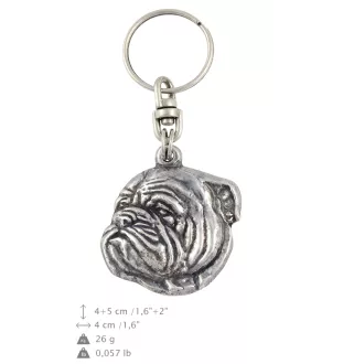 Bulldog, Englische Bulldogge III - Versilberte Hund Anhänger, Handtasche Dekoration, Rucksack-Anhänger von Art-Dog Marke