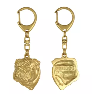 Bulldog, Bulldog anglais I - Porte-clés doré avec chien, décoration de sac à main, accessoire de luxe de la marque Art-Dog