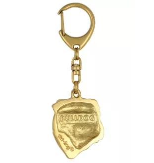 Bulldog, Englische Bulldogge II - Vergoldeter Schlüsselanhänger mit Hund in Geschenkbox, Handtaschen-Dekoration, Luxus-Accessoire der Marke Art-Dog