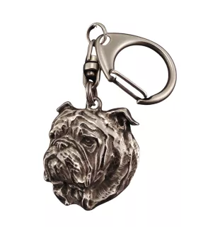 Bulldog, Englische Bulldogge I - Versilberter Schlüsselanhänger mit Hund in einer Geschenkbox, Handtaschenschmuck, Rucksackanhänger der Marke Art-Dog