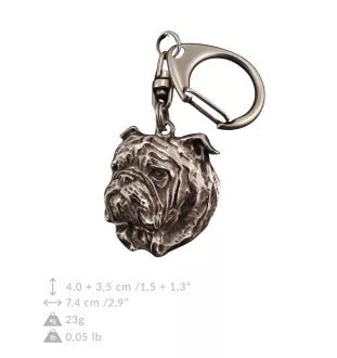 Bulldog, Englische Bulldogge I - Versilberter Schlüsselanhänger mit Hund in einer Geschenkbox, Handtaschenschmuck, Rucksackanhänger der Marke Art-Dog