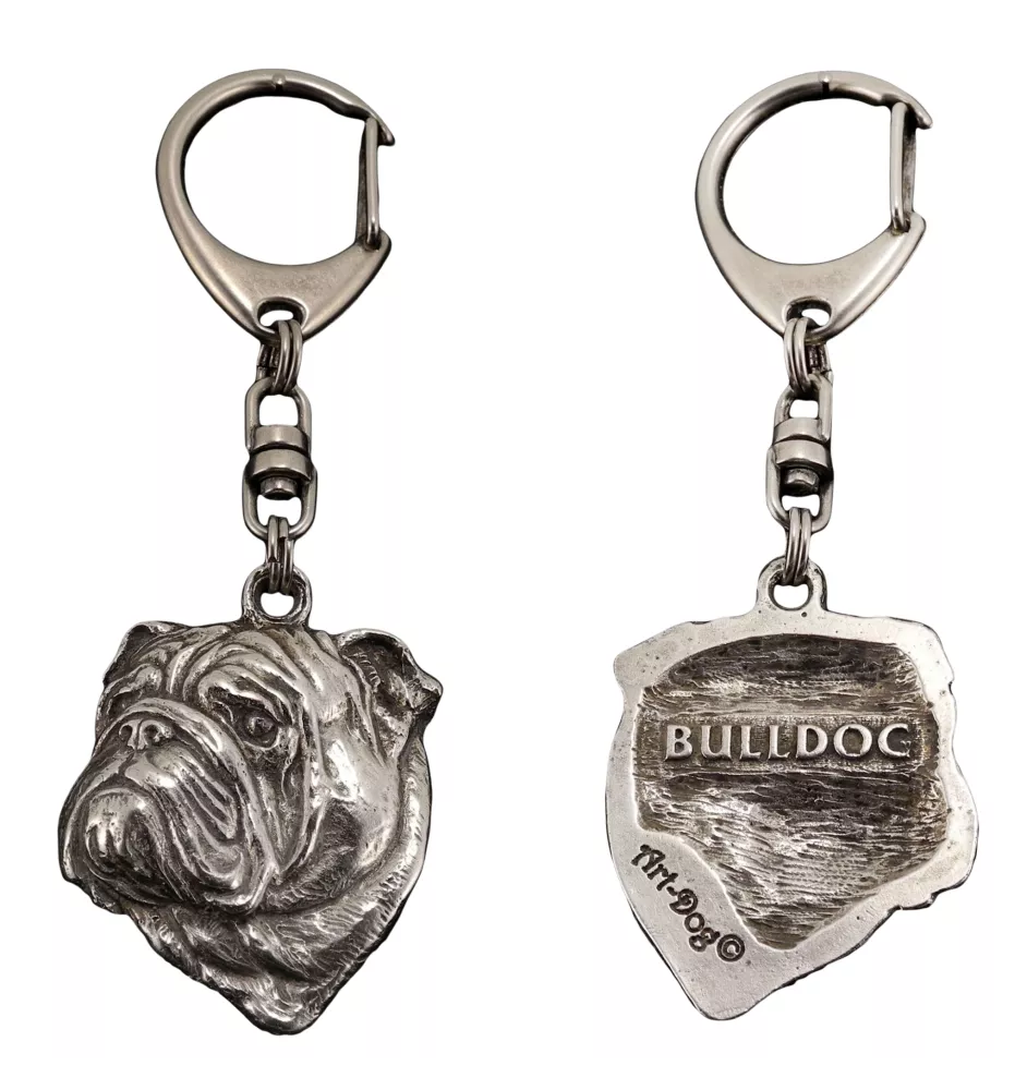 Bulldog, English Bulldog, British Bulldog II - Silver-plated key ring with a dog in a gift box, handbag decoration, backpack pendant by Art-Dog brand