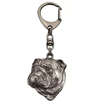 Bulldog, English Bulldog, British Bulldog II - Silver-plated key ring with a dog in a gift box, handbag decoration, backpack pendant by Art-Dog brand