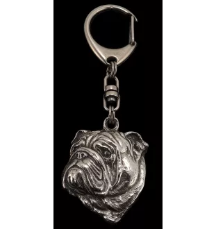 Bulldog, English Bulldog, British Bulldog II - Silver-plated key ring with a dog in a gift box, handbag decoration, backpack pendant by Art-Dog brand