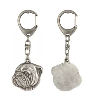 Bulldog, Englische Bulldogge III - Versilberter Schlüsselanhänger mit Hund in einer Geschenkbox, Handtaschenschmuck, Rucksackanhänger der Marke Art-Dog