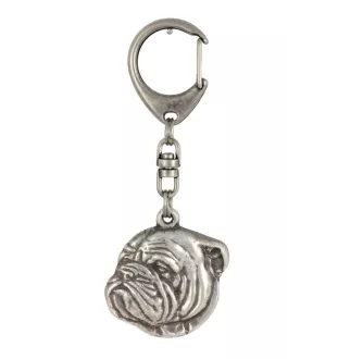 Bulldog, Englische Bulldogge III - Versilberter Schlüsselanhänger mit Hund in einer Geschenkbox, Handtaschenschmuck, Rucksackanhänger der Marke Art-Dog