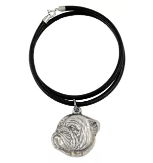 Bulldog, Englische Bulldogge III - Halskette mit Hund, versilberter Anhänger für Hundefans, einzigartiger Schmuck der Marke Art-Dog