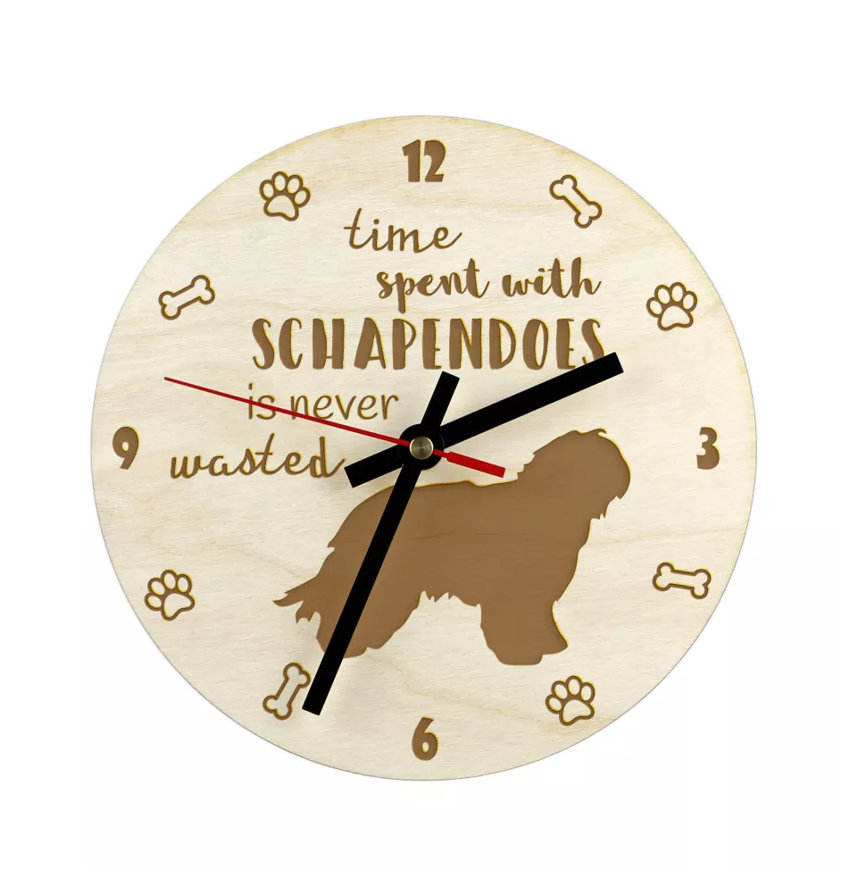 Schapendoes, Dutch Sheepdog, Nederlandse Schapendoes - clock with dog, wooden clock with engraving, personalised clock by Art-Dog