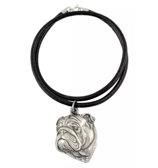 Bulldog, Englische Bulldogge II - Halskette mit Hund, versilberter Anhänger für Hundefans, einzigartiger Schmuck der Marke Art-Dog