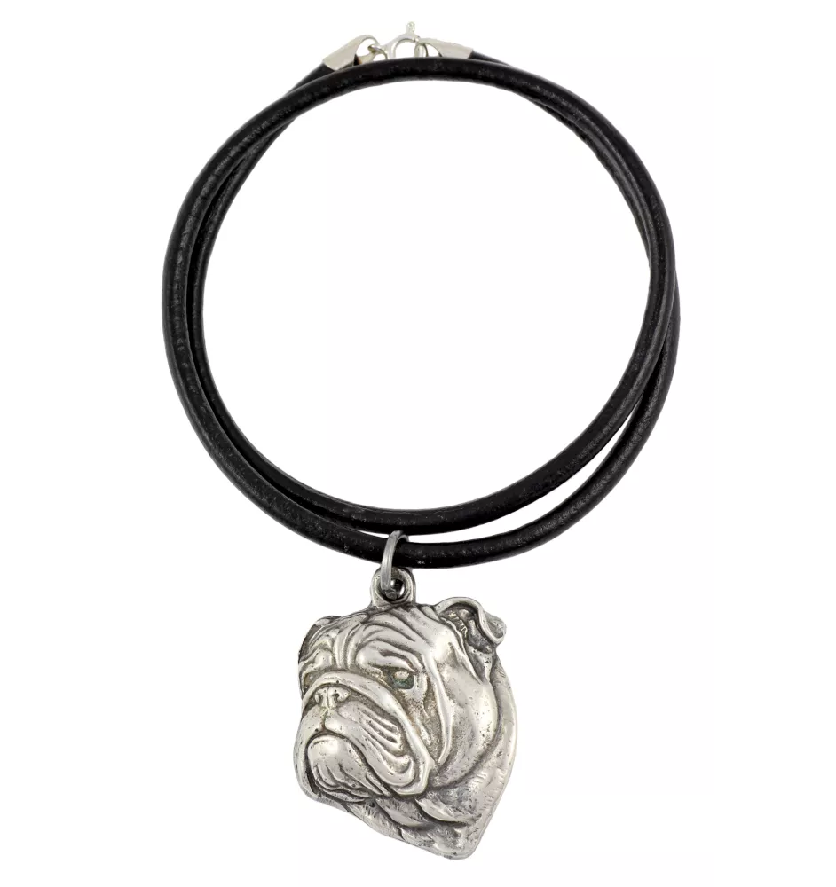 Bulldog, Englische Bulldogge II - Halskette mit Hund, versilberter Anhänger für Hundefans, einzigartiger Schmuck der Marke Art-Dog