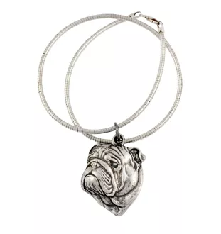 Bulldog, Englische Bulldogge II - Hundehalsband, einzigartiger Schmuck für den Hundefan, einzigartiger Kreuzotter-Anhänger der Marke Art-Dog