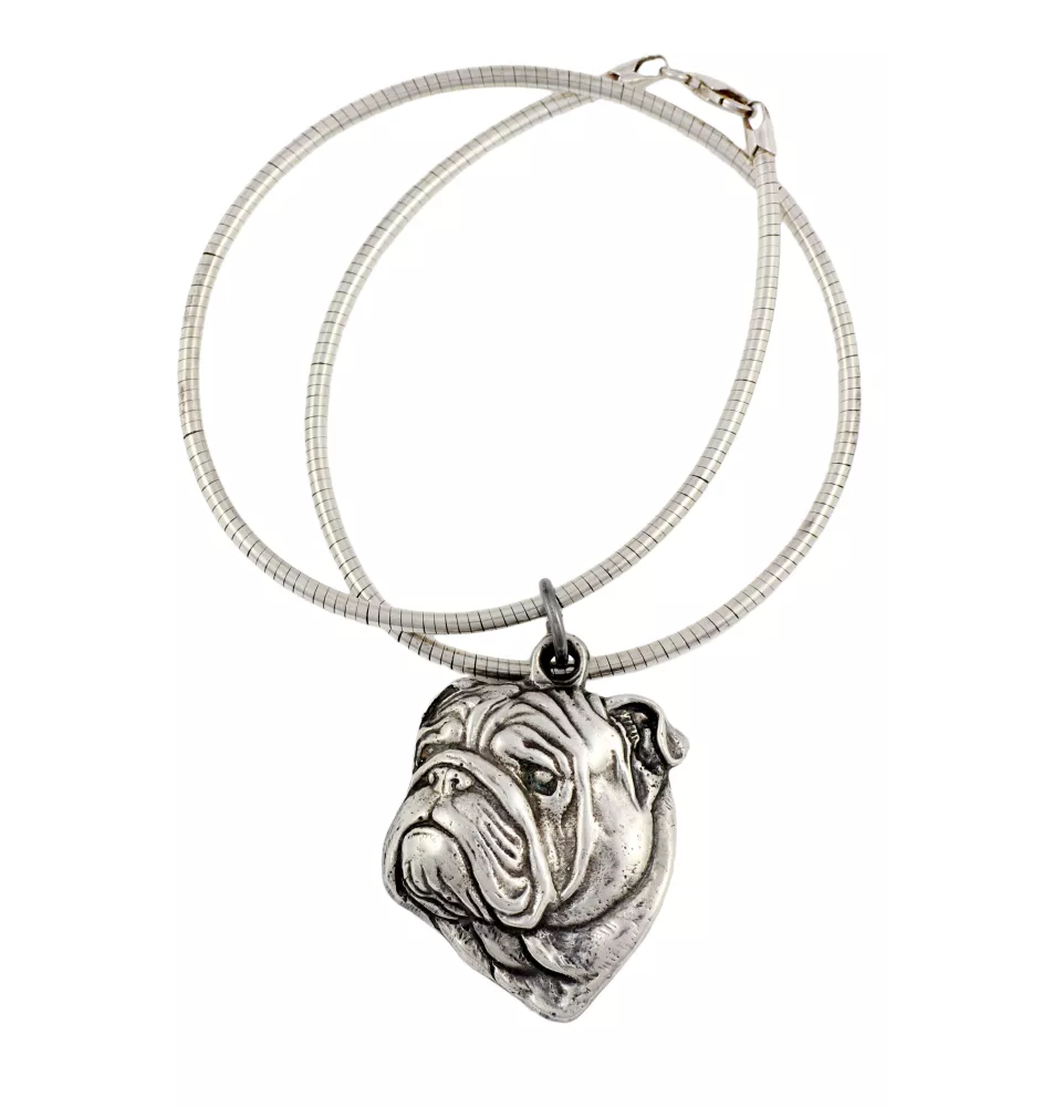 Bulldog, Englische Bulldogge II - Hundehalsband, einzigartiger Schmuck für den Hundefan, einzigartiger Kreuzotter-Anhänger der Marke Art-Dog