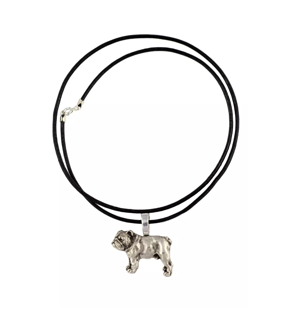Bulldog, Englische Bulldogge I - Hundehalsband, versilberter Anhänger für den Hundeliebhaber, dezenter Schmuck von Art-Dog