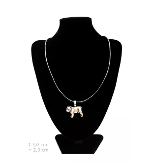Bulldog, Englische Bulldogge I - Hundehalsband, versilberter Anhänger für den Hundeliebhaber, dezenter Schmuck von Art-Dog