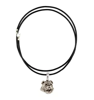 Bulldog, Bulldog anglais II - Collier pour chien, pendentif plaqué argent pour l'amoureux des chiens, bijoux subtils par Art-Dog