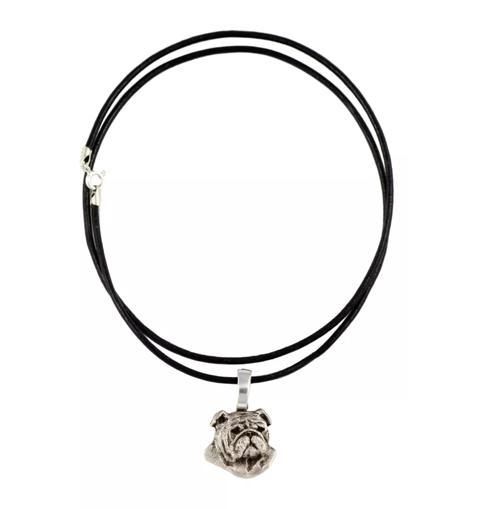 Bulldog, Bulldog anglais II - Collier pour chien, pendentif plaqué argent pour l'amoureux des chiens, bijoux subtils par Art-Dog