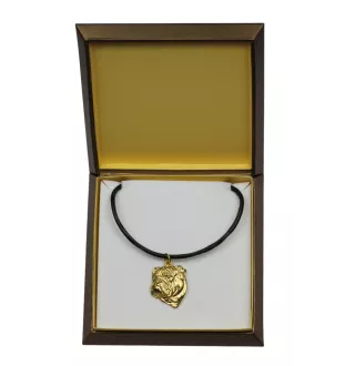 Bulldog, Englische Bulldogge II - Hundehalsband in Geschenkbox, vergoldeter Anhänger für Hundefans, auffälliger Schmuck von Art-Dog
