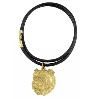 Bulldog, Bulldog anglais I - Collier pour chien, pendentif plaqué or pour fan de chien, bijoux uniques de la marque Art-Dog
