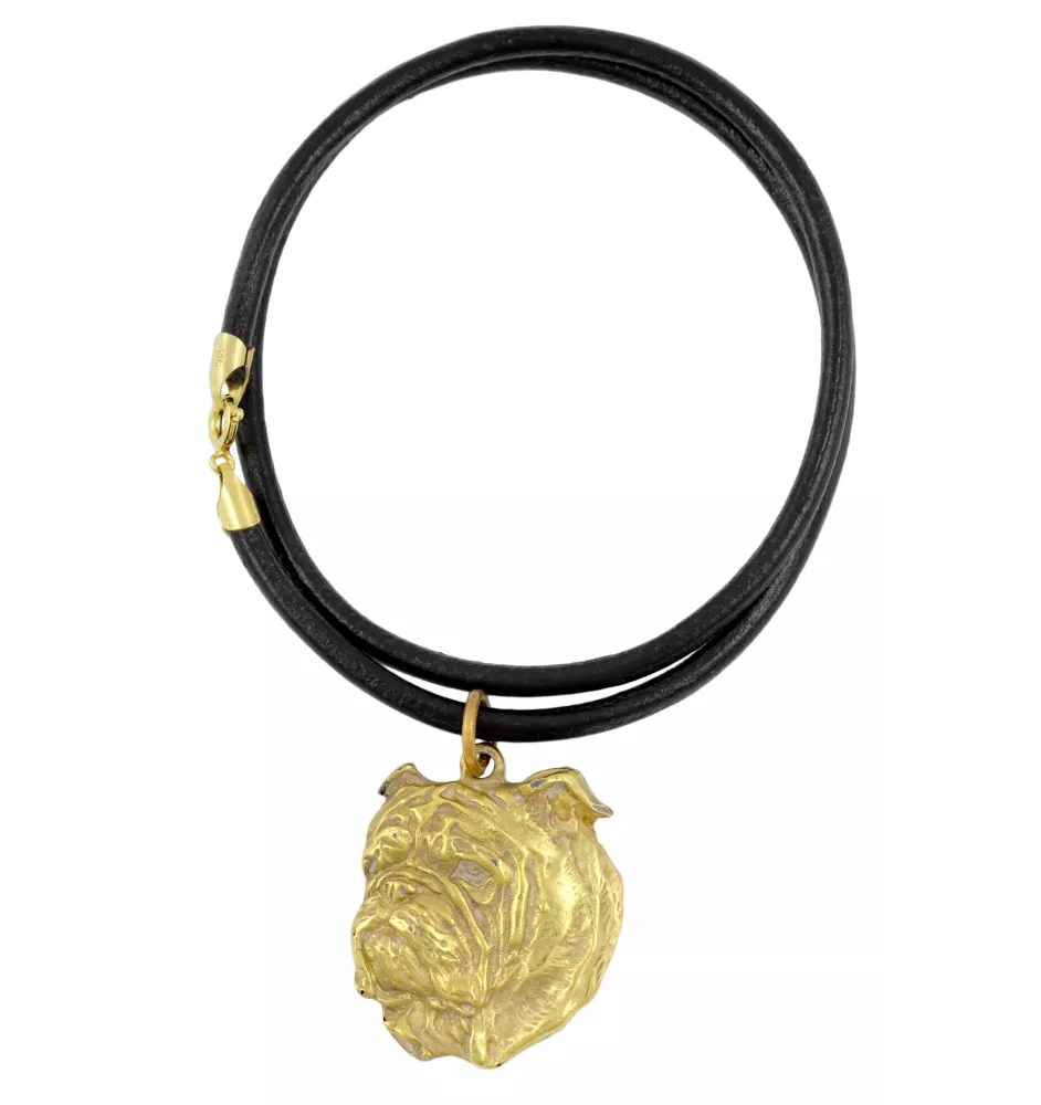 Bulldog, Bulldog anglais I - Collier pour chien, pendentif plaqué or pour fan de chien, bijoux uniques de la marque Art-Dog