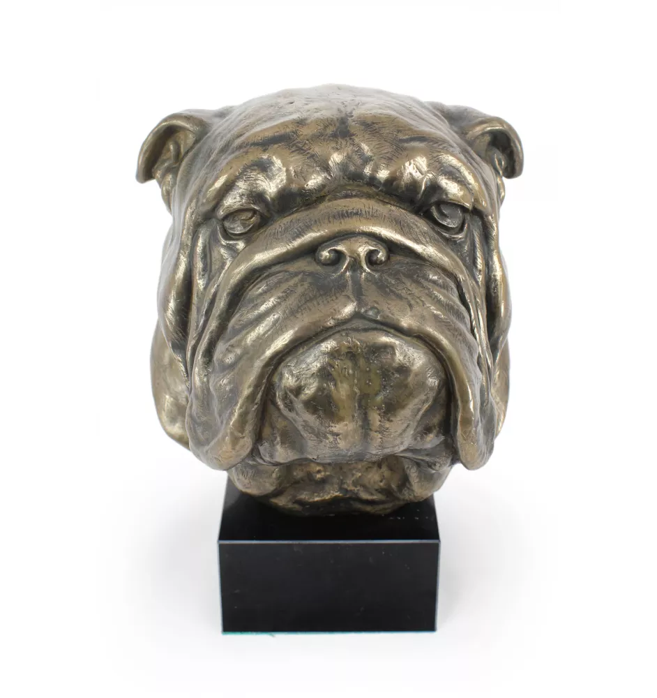 Bulldog, English Bulldog, British Bulldog - dog bust, large statue, dog's head on stone base, decoration for office by Art-Dog brand