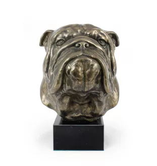 Bulldog, Bulldog anglais - buste de chien, grande statue, tête de chien sur socle en pierre, décoration de bureau par la marque Art-Dog