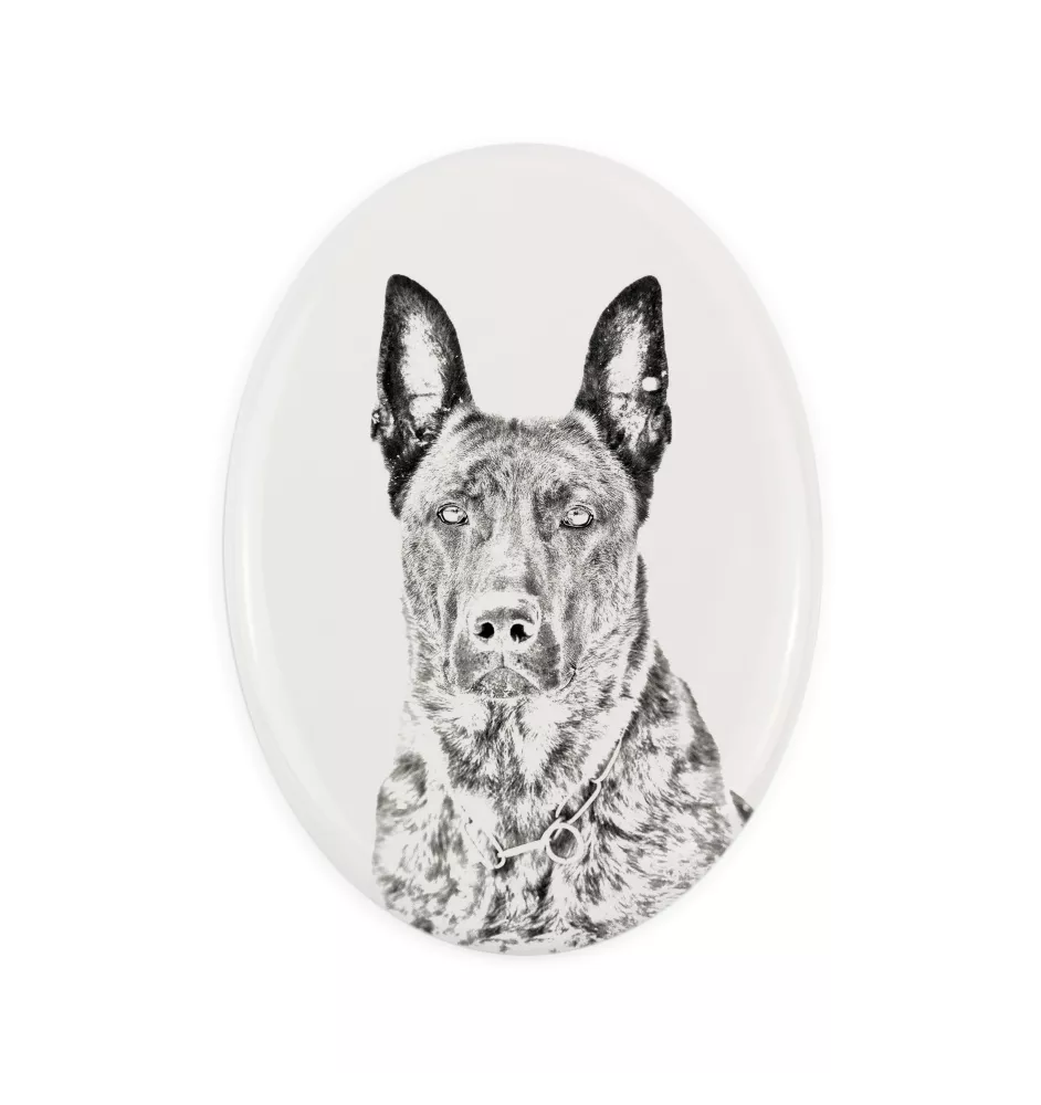 Berger hollandais - une plaque commémorative avec une photo de chien, une plaque funéraire avec une impression, une plaque ovale personnalisée de la marque Art-Dog