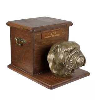 Bulldog, English Bulldog, British Bulldog - large urn for dog ashes, wooden urn with dog head, box for dog ashes by Art-Dog brand