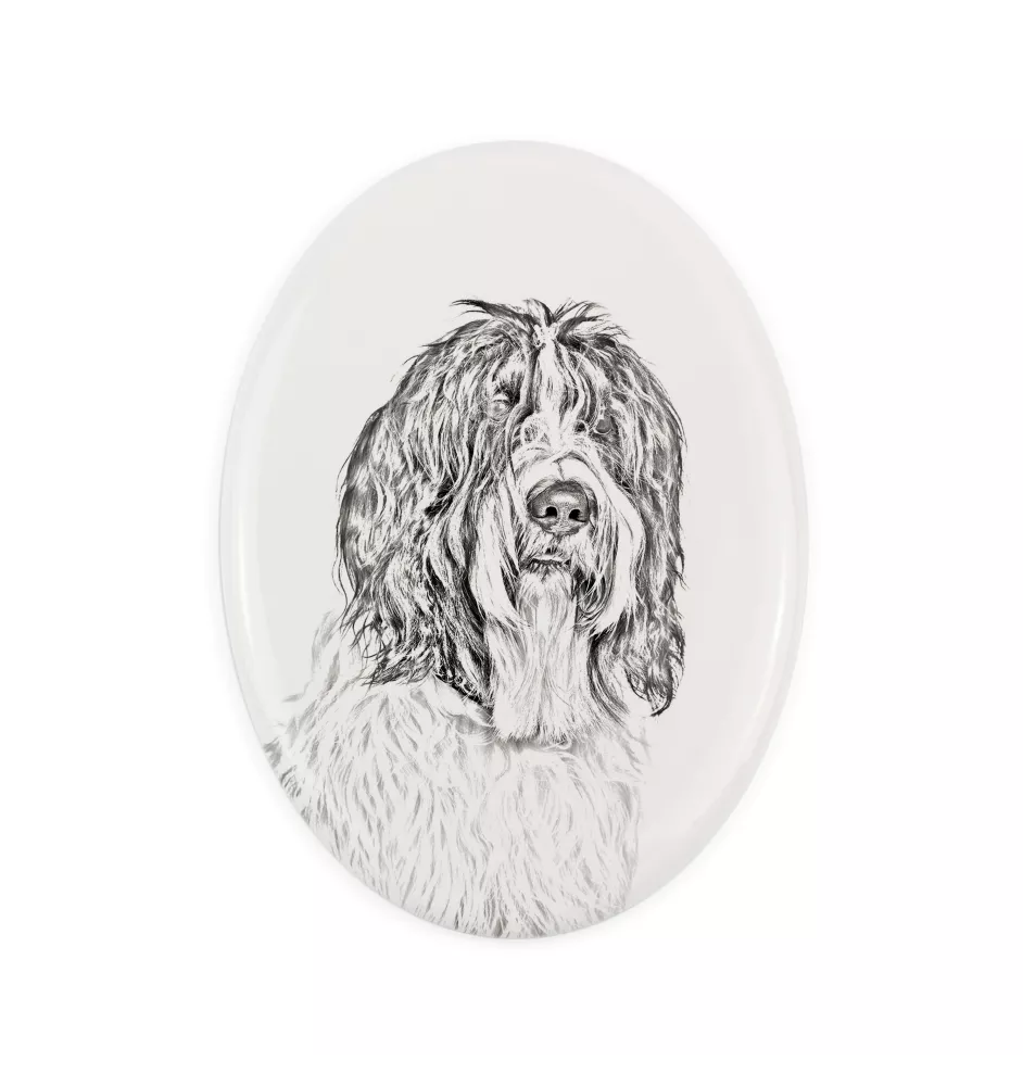 Schapendoes, Dutch Sheepdog, Nederlandse Schapendoes - commemorative plaque with a photo of a dog, tombstone with a print, personalized oval plaque from the Art-Dog brand