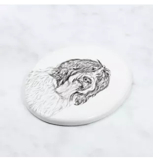 Schapendoes, Dutch Sheepdog, Nederlandse Schapendoes - commemorative plaque with a photo of a dog, tombstone with a print, personalized oval plaque from the Art-Dog brand