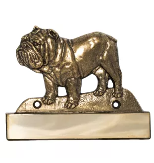 Bulldog, Bulldog anglais - plaque d'adresse avec chien, plaque de nom en laiton, plaque de porte personnalisée avec le nom de la marque Art-Dog