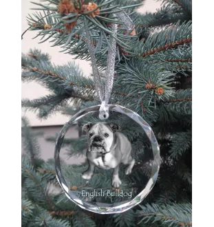 Bulldog, English Bulldog, British Bulldog - crystal bauble with a photo, dog photo in crystal, personalized Christmas tree ornament by Art-Dog brand