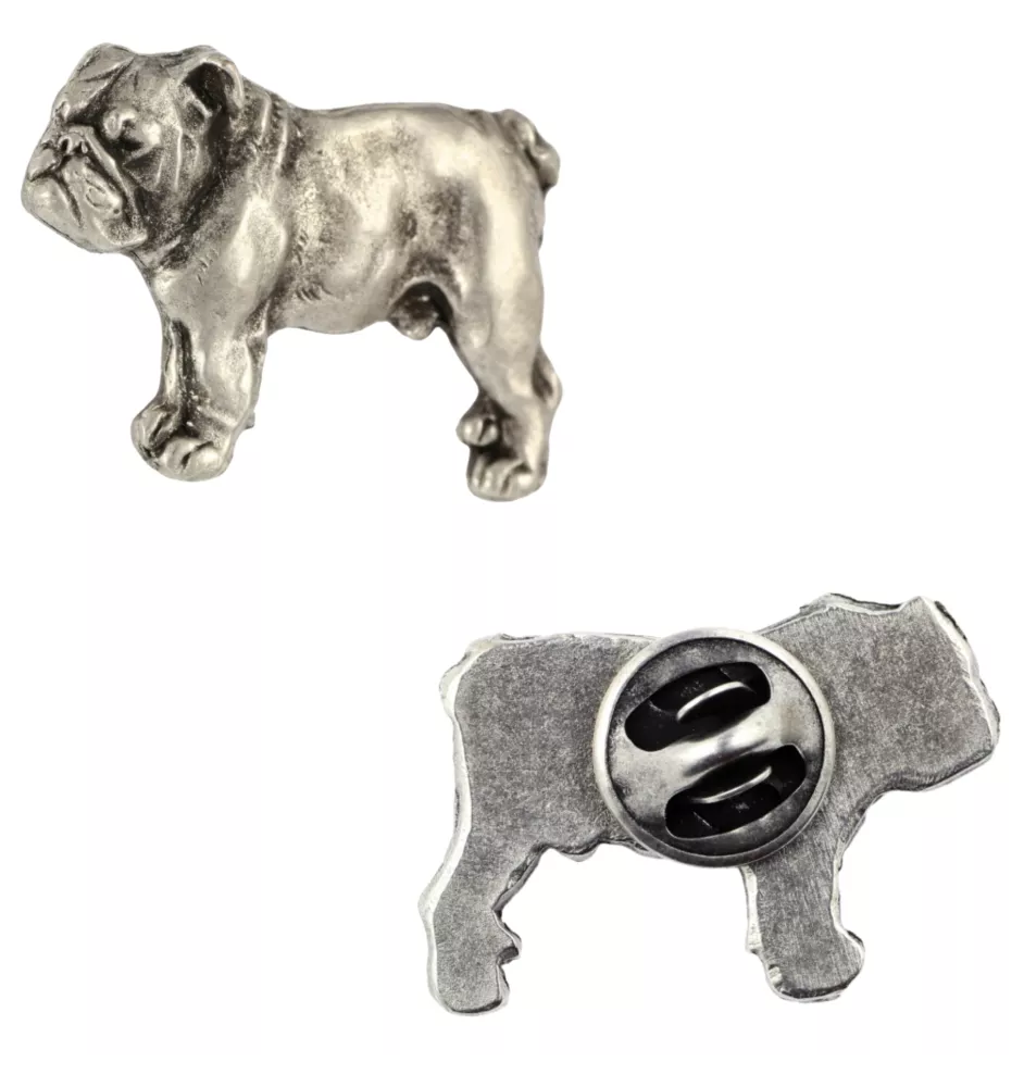 Bulldog, Bulldog anglais I  - Broche chien argentée, épingle élégante, décoration de revers de veste par la marque Art-Dog
