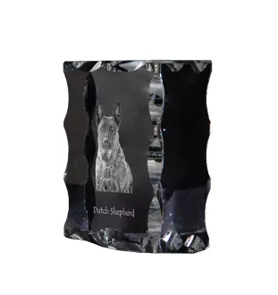Holländischer Schäferhund, Hollandse Herdershond - Kristall mit einem Hundebild, Glasstatuette mit einem Bild, einzigartiger Bilderrahmen der Marke Art-Dog