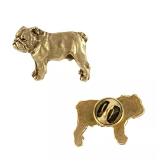 Bulldog, Englische Bulldogge I - Hundebrosche in dekorativer Box, elegante vergoldete Anstecknadel, Jackenbrosche der Marke Art-Dog