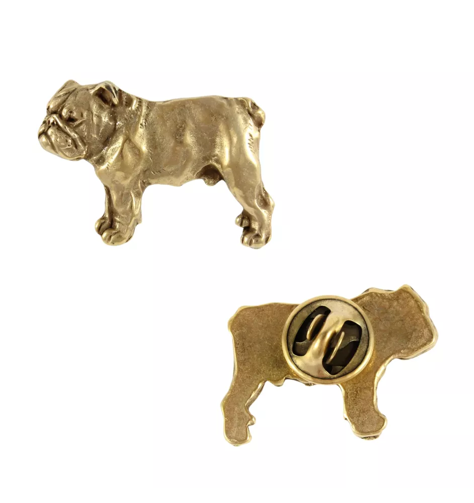 Bulldog, Englische Bulldogge I - Hundebrosche in dekorativer Box, elegante vergoldete Anstecknadel, Jackenbrosche der Marke Art-Dog