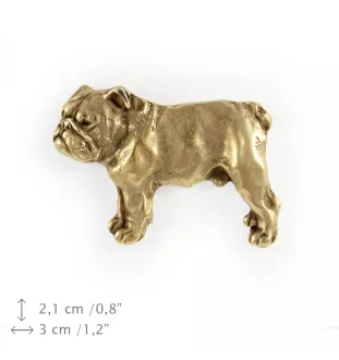 Bulldog, Englische Bulldogge I - Hundebrosche in dekorativer Box, elegante vergoldete Anstecknadel, Jackenbrosche der Marke Art-Dog