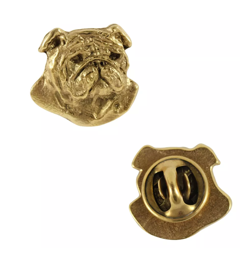 Bulldog, Englische Bulldogge II - Vergoldete Brosche, eleganter Hundeschmuck, einzigartige Brosche der Marke Art-Dog