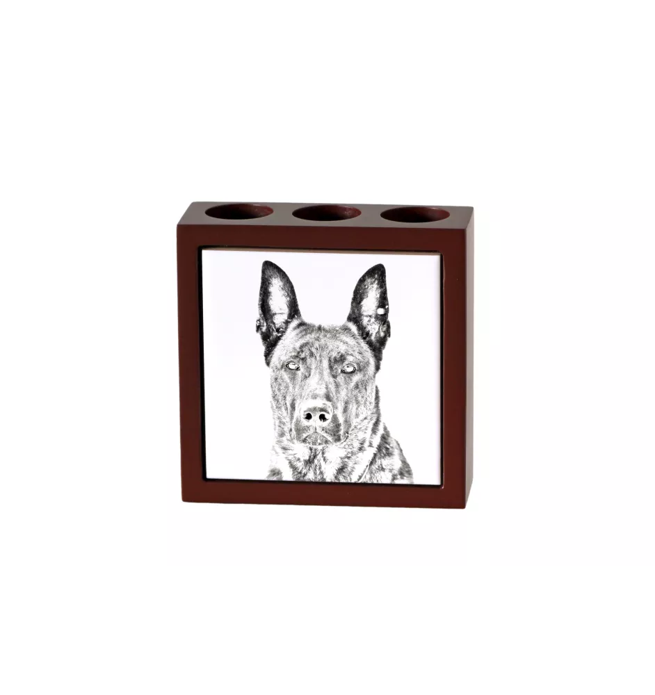 Dutch Shepherd Dog, Dutch Herder - pen holder with a dog, desk organizer with a print, personalized desk decoration from the Art-Dog brand.
