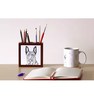 Dutch Shepherd Dog, Dutch Herder - pen holder with a dog, desk organizer with a print, personalized desk decoration from the Art-Dog brand.