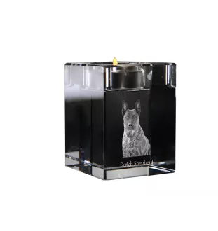 Holländischer Schäferhund, Hollandse Herdershond - Kerzenhalter mit Hundefoto, Teelichthalter aus Kristall, personalisiertes Geschenk der Marke Art-Dog