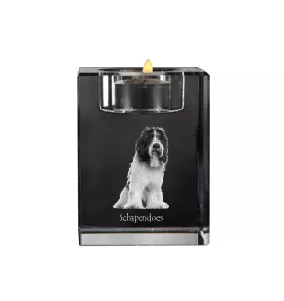Schapendoes, Schapendoes néerlandais - Bougeoir avec photo de chien, porte bougie en cristal, cadeau personnalisé par la marque Art-Dog