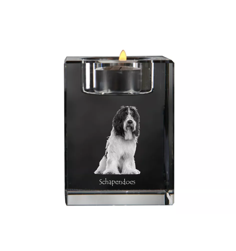 Schapendoes, Niederländischer Schapendoes - Kerzenhalter mit Hundefoto, Teelichthalter aus Kristall, personalisiertes Geschenk der Marke Art-Dog