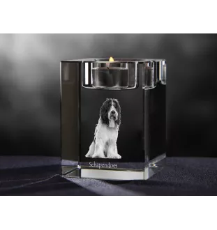 Schapendoes, Dutch Sheepdog, Nederlandse Schapendoes - Candle holder with dog photo, crystal tealight holder, personalised gift by Art-Dog brand