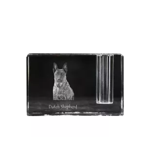 Berger hollandais - Porte-stylos, organiseur en cristal avec photo de chien, décoration de bureau unique par la marque Art-Dog